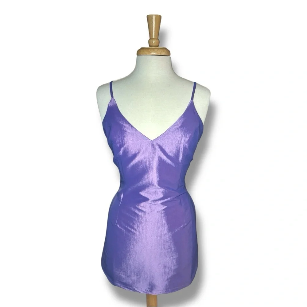 Lulus Lavender Satin Mini Dress | Medium | NWT - Picture 1 of 6